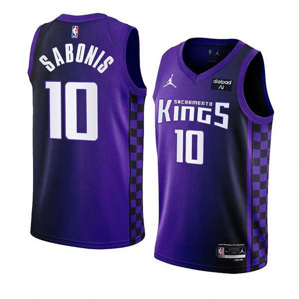 Men's Sacramento Kings #10 Domantas Sabonis Purple 2023-24 Statement Edition Swingman Stitched Jersey Dzhi